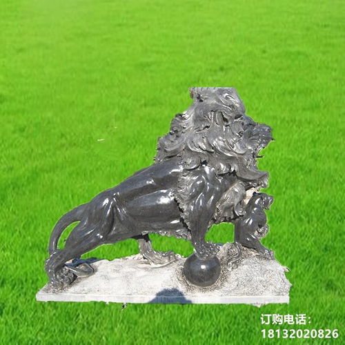 门口石雕狮子 潍坊狮子青石雕塑厂